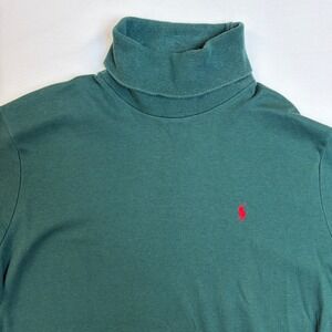 Vintage Polo Ralph Lauren Mens Hunter Green Turtleneck Cotton USA Made Large